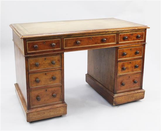 A late Victorian mahogany pedestal desk, W.4ft